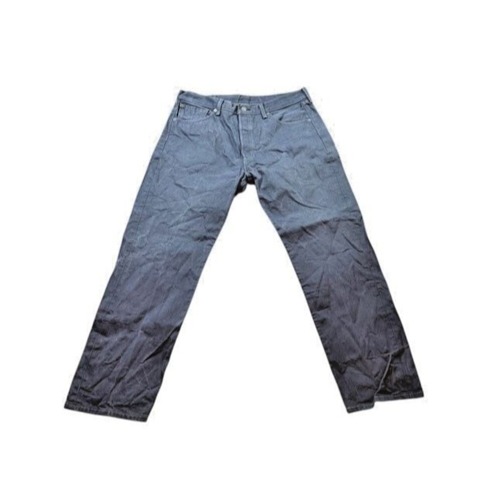 Levis Mens 501 Button Fly Jeans Wax Coated Denim Straight Leg Size 36x32 (35x31)